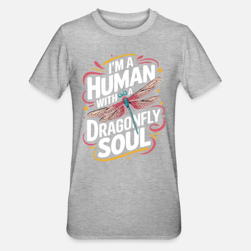 Libellule Libellules Insectes Nature - T-shirt polycoton Unisexe - gris chiné