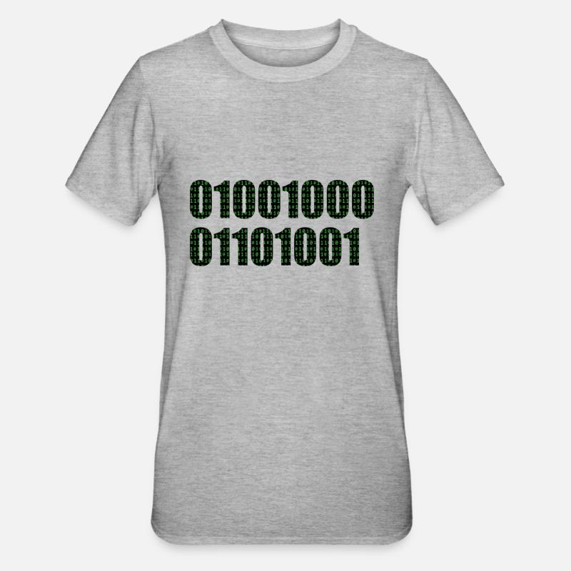 Binary code "Hi" - Unisex Polycotton T-Shirt - heather grey