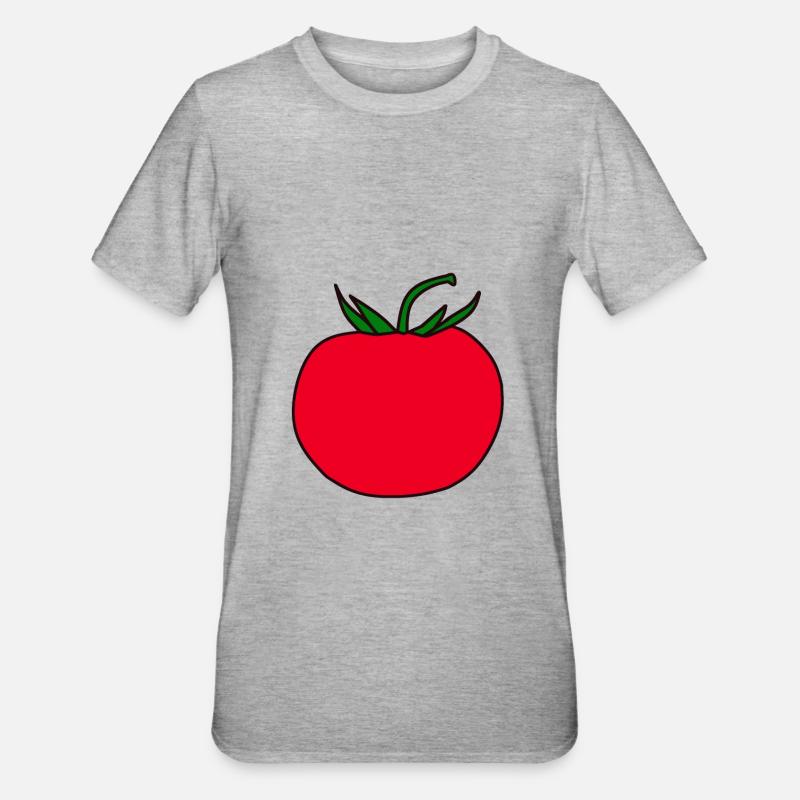 Minimal Tomate Design Geschenk - Unisex Polycotton T-Shirt - Grau meliert