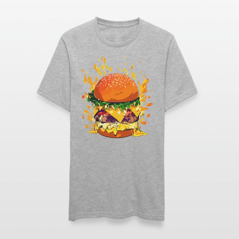 Cheeseburger extravagant avec éclaboussures de fromage T-shirt polycoton Unisexe