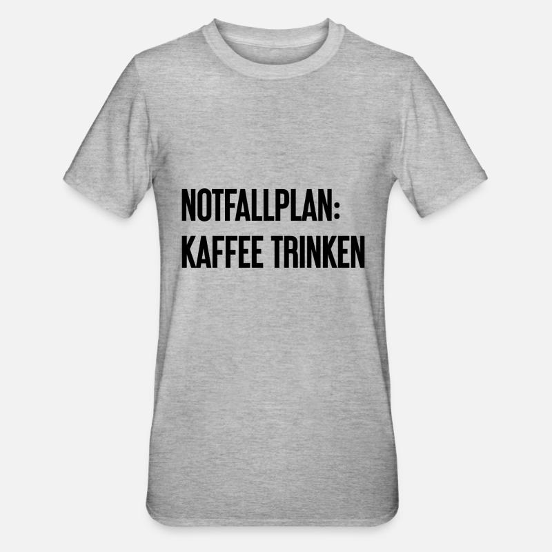 Kaffee-Notfallplan - Unisex Polycotton T-Shirt - Grau meliert