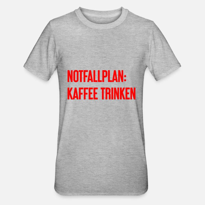 Kaffee-Notfallplan - Unisex Polycotton T-Shirt - Grau meliert