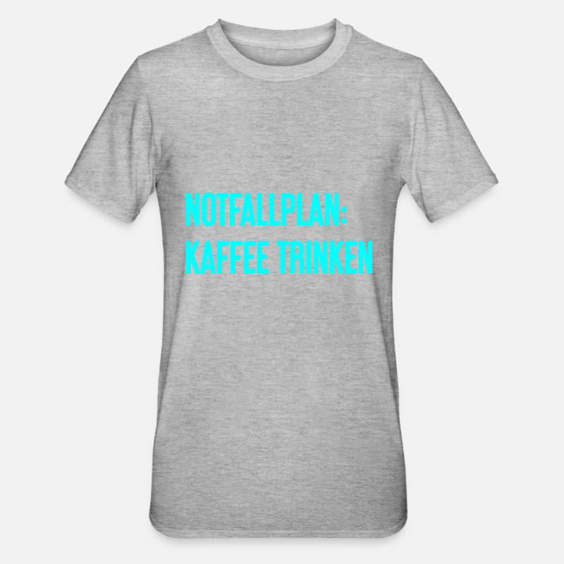 Kaffee-Notfallplan - Unisex Polycotton T-Shirt - Grau meliert