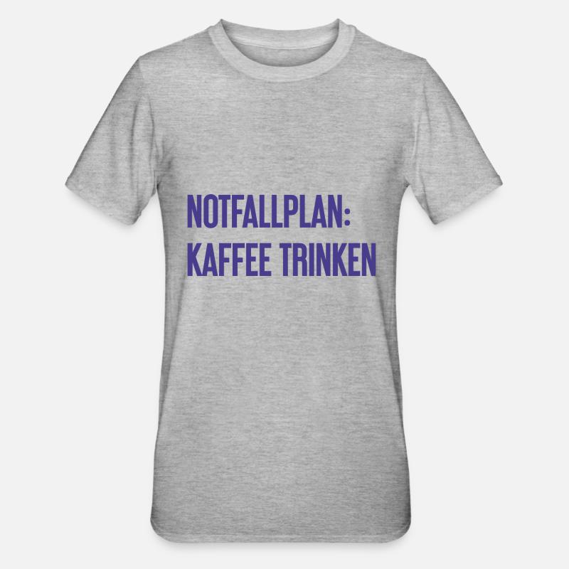 Kaffee-Notfallplan - Unisex Polycotton T-Shirt - Grau meliert