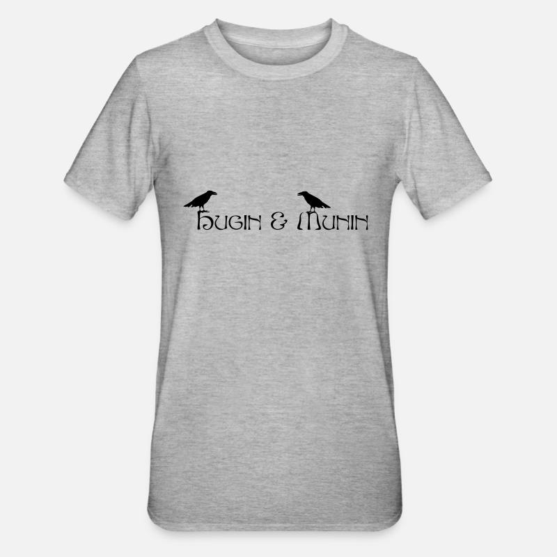 Hugin et Munin (les corbeaux d'Odin) - T-shirt polycoton Unisexe - gris chiné