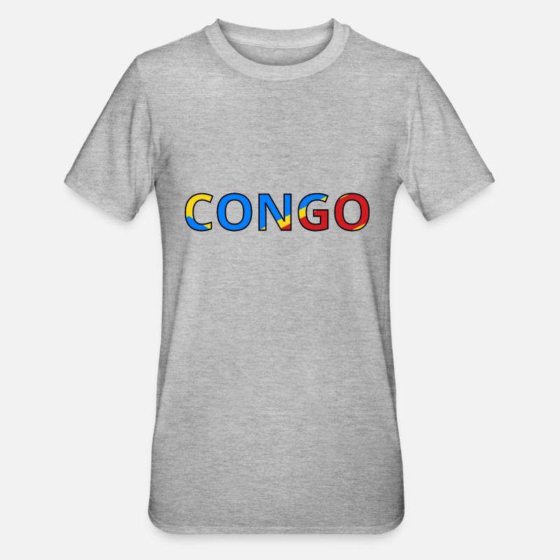Drapeau Congo (Rép. dém.) - T-shirt polycoton Unisexe - gris chiné