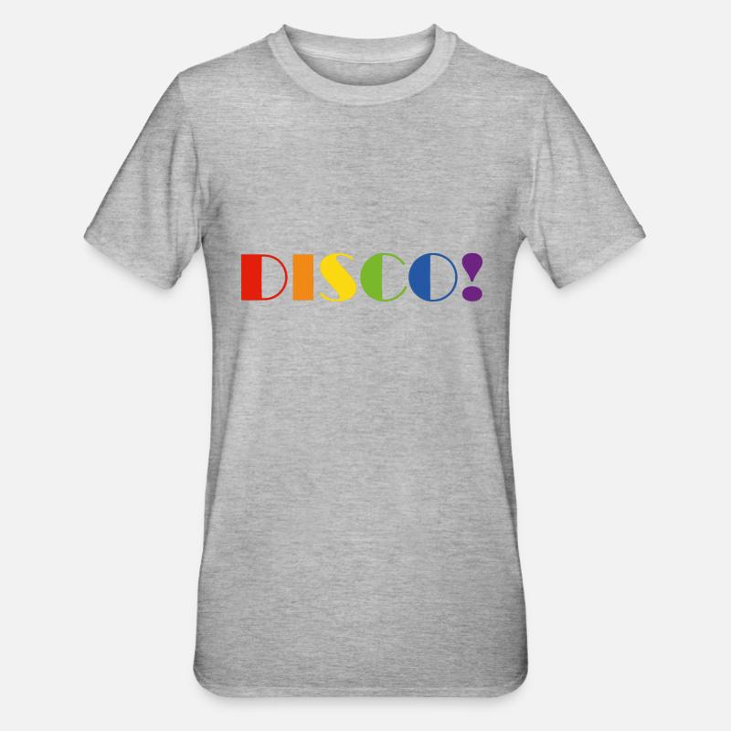 Texte arc-en-ciel DISCO - T-shirt polycoton Unisexe - gris chiné