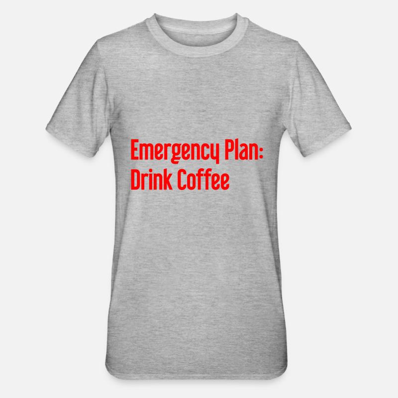 Kaffee-Notfallplan - Unisex Polycotton T-Shirt - Grau meliert