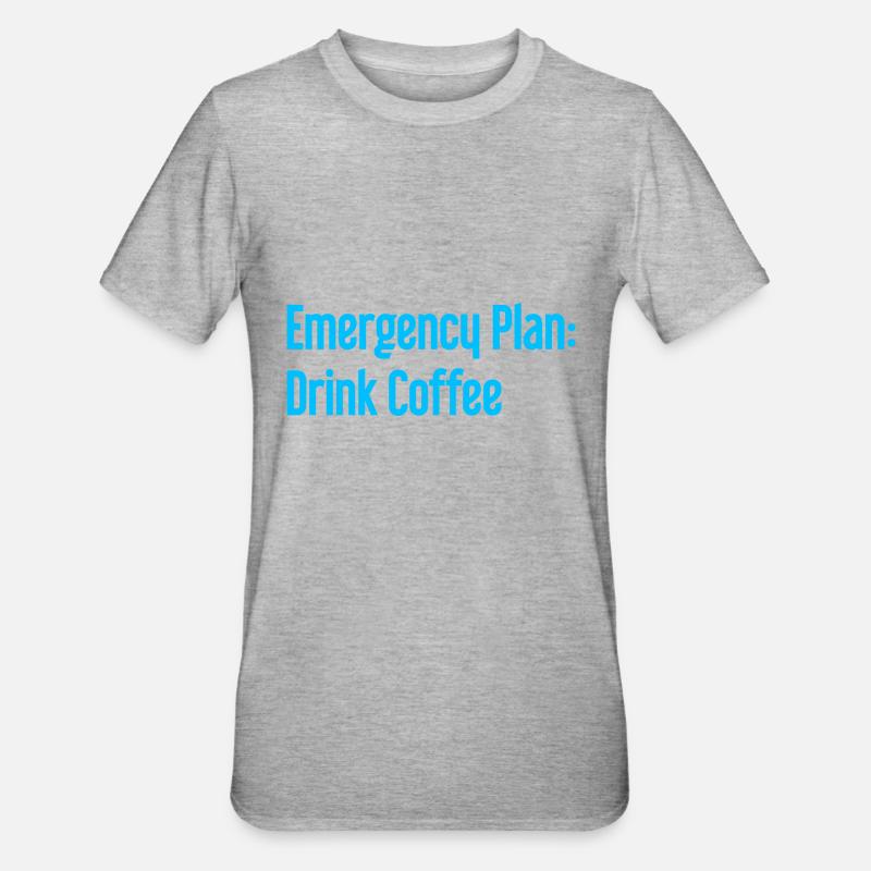 Kaffee-Notfallplan - Unisex Polycotton T-Shirt - Grau meliert