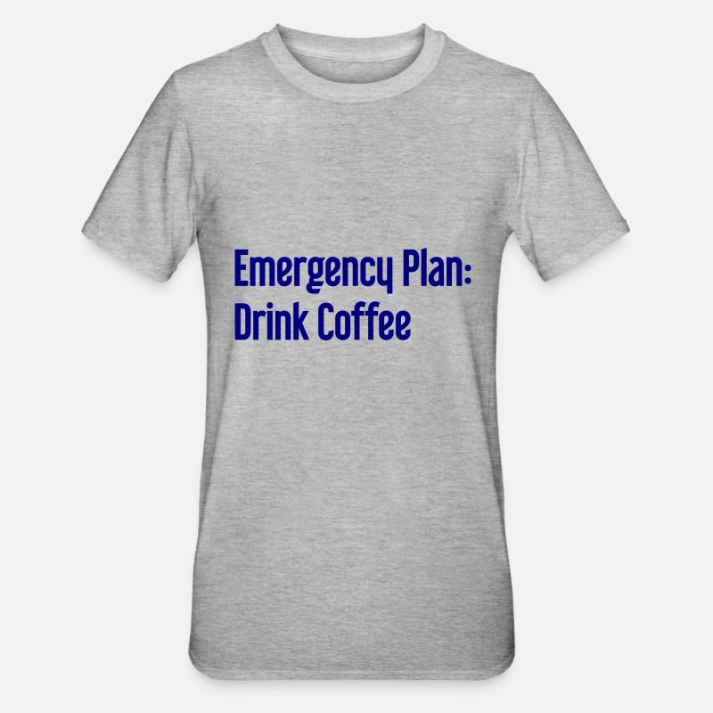 Kaffee-Notfallplan - Unisex Polycotton T-Shirt - Grau meliert
