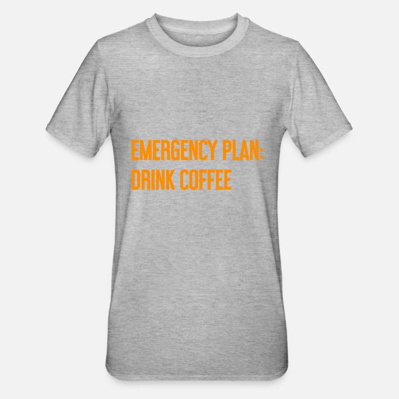 Kaffee-Notfallplan - Unisex Polycotton T-Shirt - Grau meliert