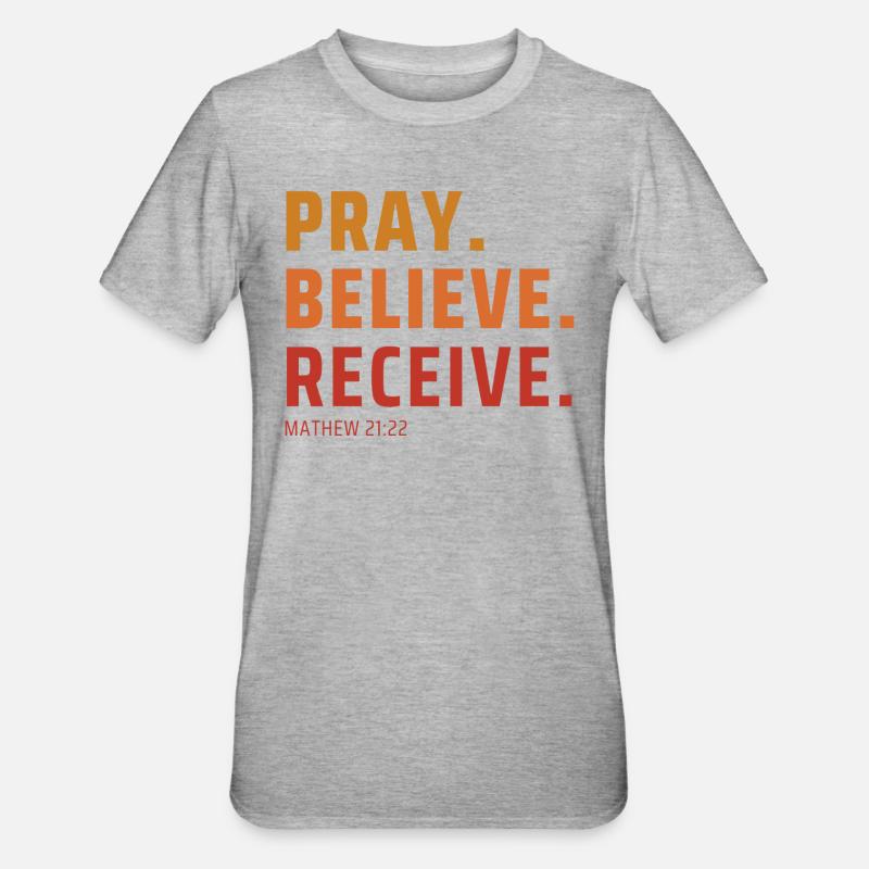 Prie, croy, recevoir, gradient - T-shirt polycoton Unisexe - gris chiné