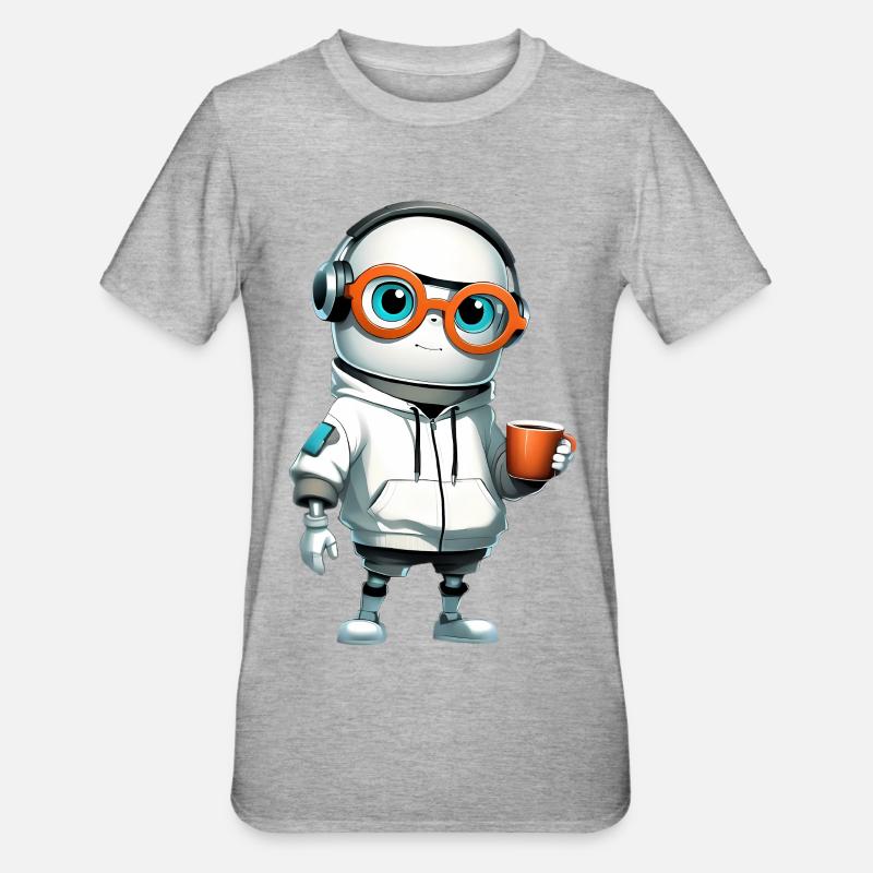 Petit robot en sweat à capuche - T-shirt polycoton Unisexe - gris chiné