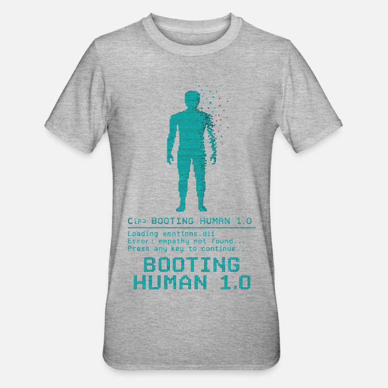 Booting Human 1.0 Empathy Error - Unisex Polycotton T-Shirt - heather grey