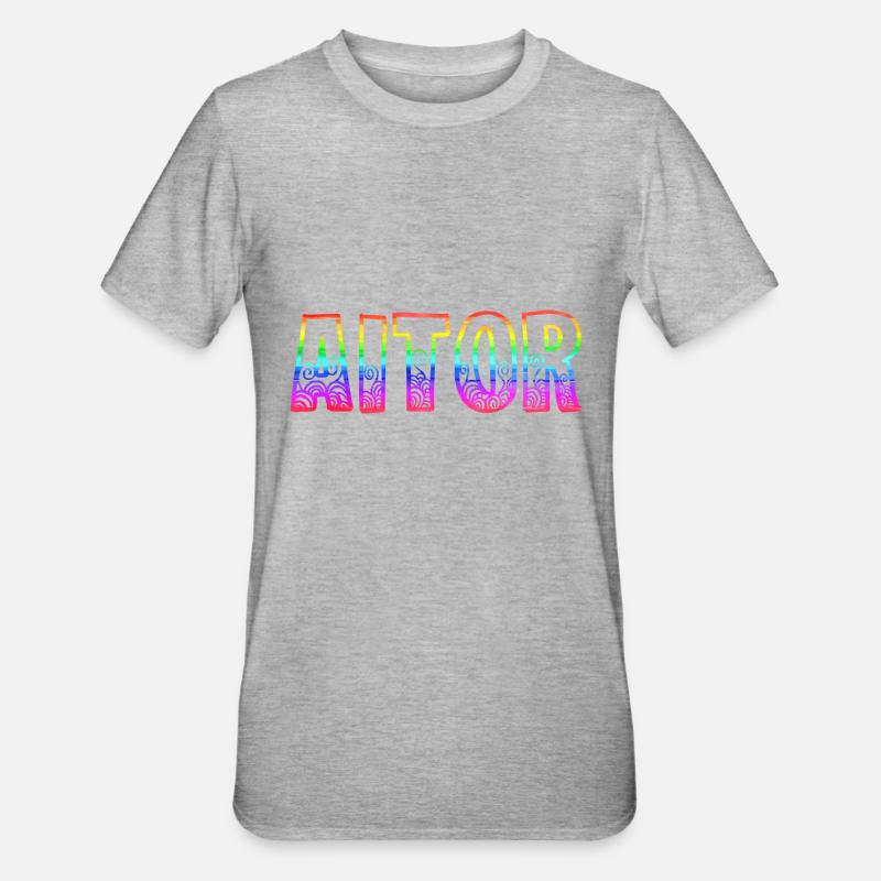aitor rs regenbogen - Unisex Polycotton T-Shirt - Grau meliert