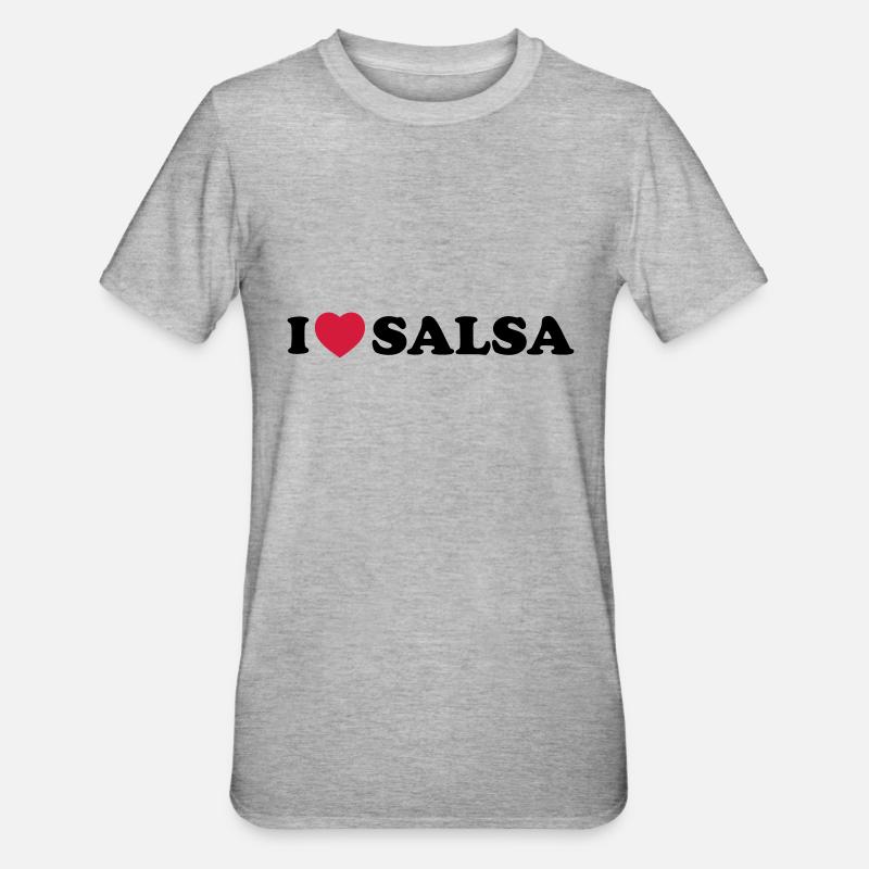 I love salsa - T-shirt polycoton Unisexe - gris chiné