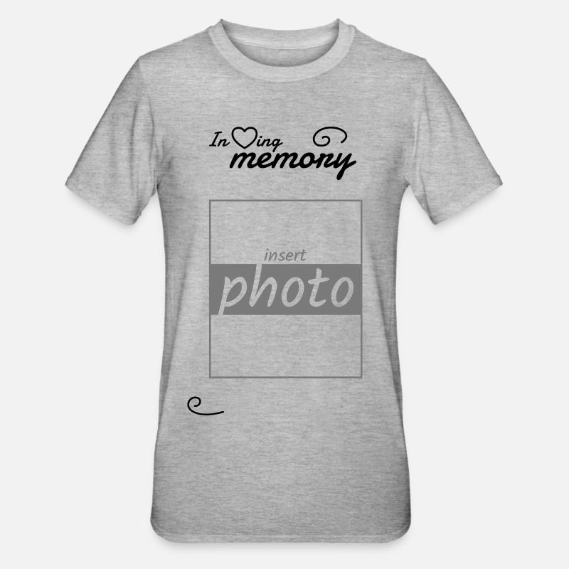 Til minde om - indsæt dit eget billede - Unisex polycotton T-shirt - grå meleret