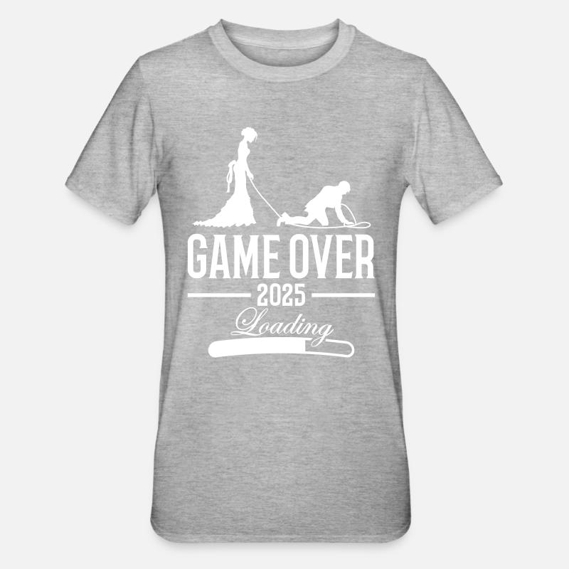 Hochzeit Loading 2025 Game Over - Unisex Polycotton T-Shirt - Grau meliert