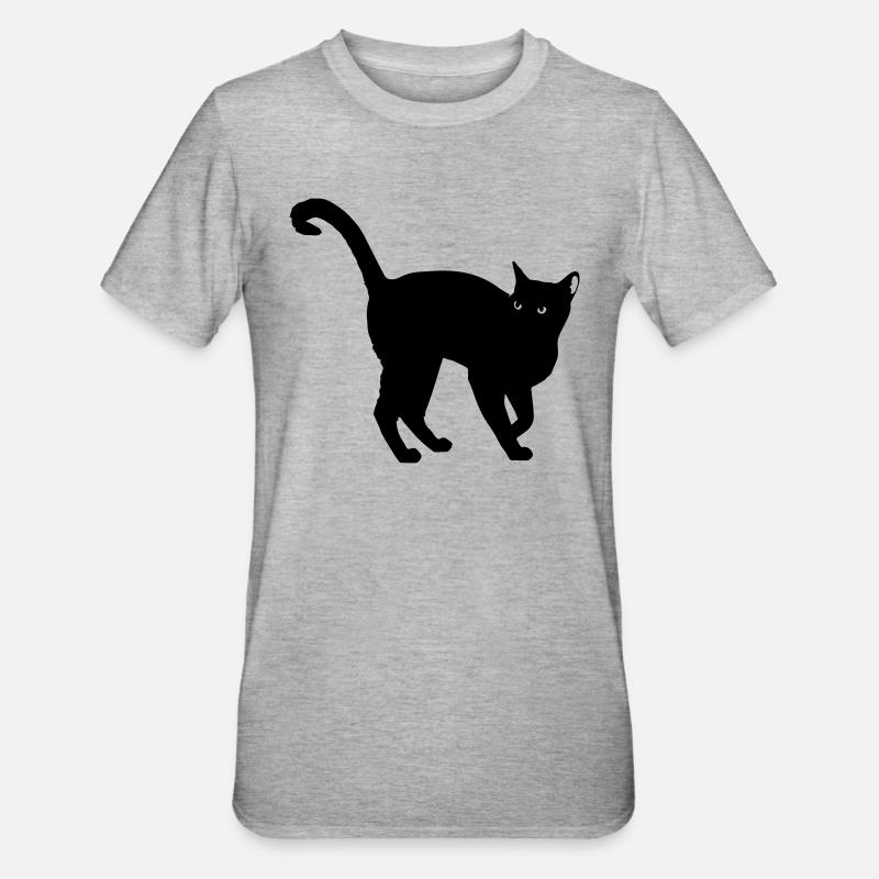 silhouette de chat noir - silhouette de chat noir - T-shirt polycoton Unisexe - gris chiné