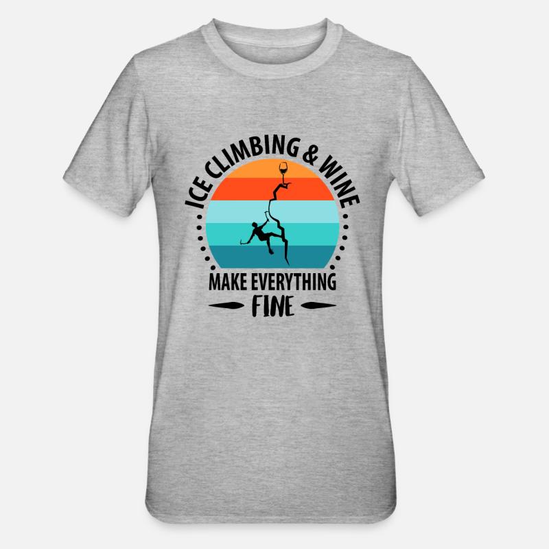Eisklettern Eiskletterer Eispickel Bergsteigen - Unisex Polycotton T-Shirt - Grau meliert