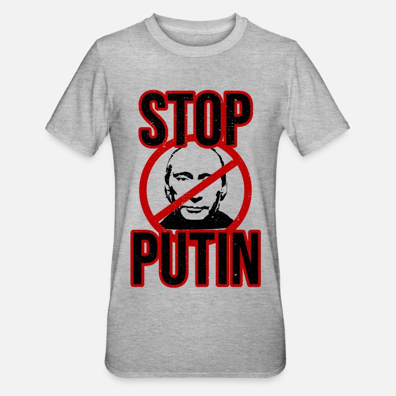 Arrêtez Poutine - T-shirt polycoton Unisexe - gris chiné