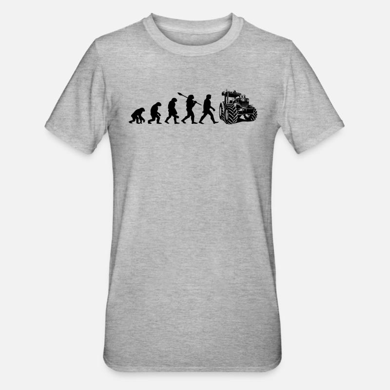 Evolution des Traktors - Unisex Polycotton T-Shirt - Grau meliert