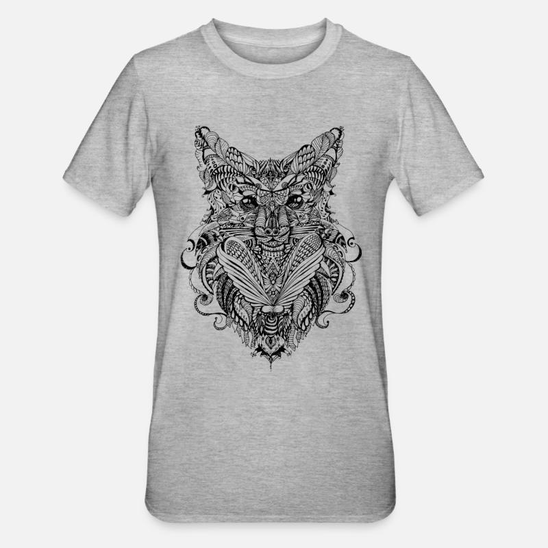 Fuchs doodle - Unisex Polycotton T-Shirt - Grau meliert