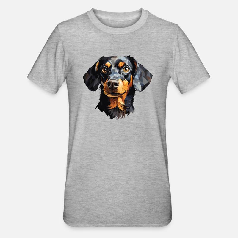 Conception de polygones teckels - T-shirt polycoton Unisexe - gris chiné