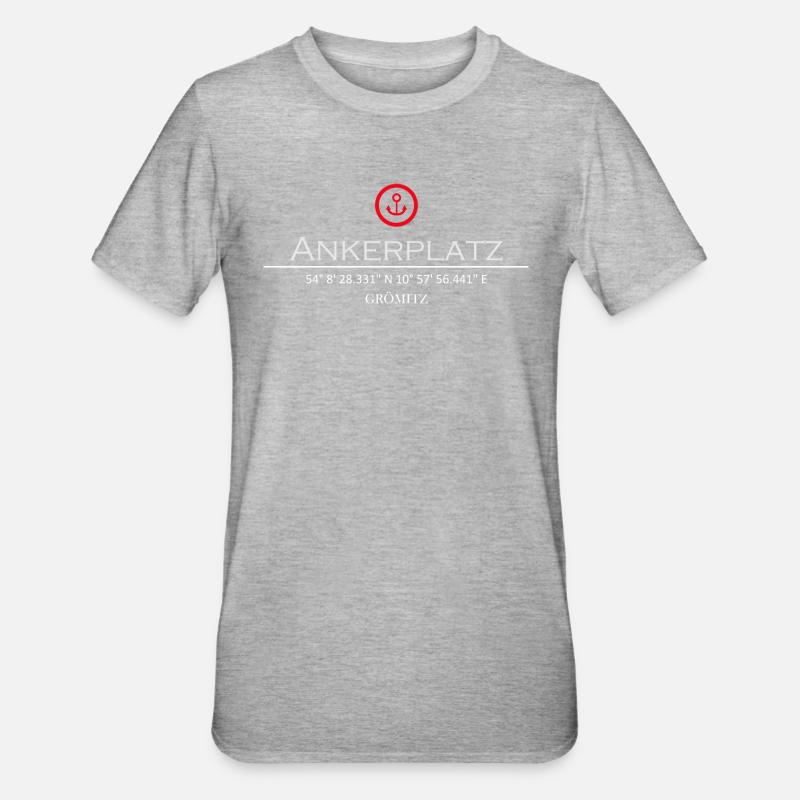Ankerplatz Grömitz - Unisex Polycotton T-Shirt - Grau meliert