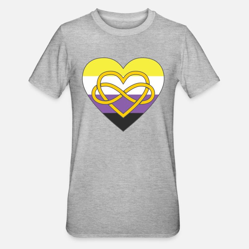 Polyamory Infinity Heart Non-binary Pride - Unisex Polycotton T-Shirt - heather grey