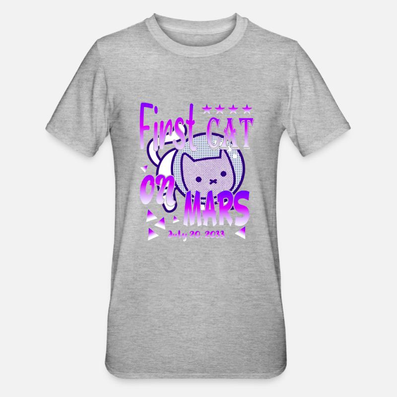 First Cat on Mars - Unisex Polycotton T-Shirt - heather grey