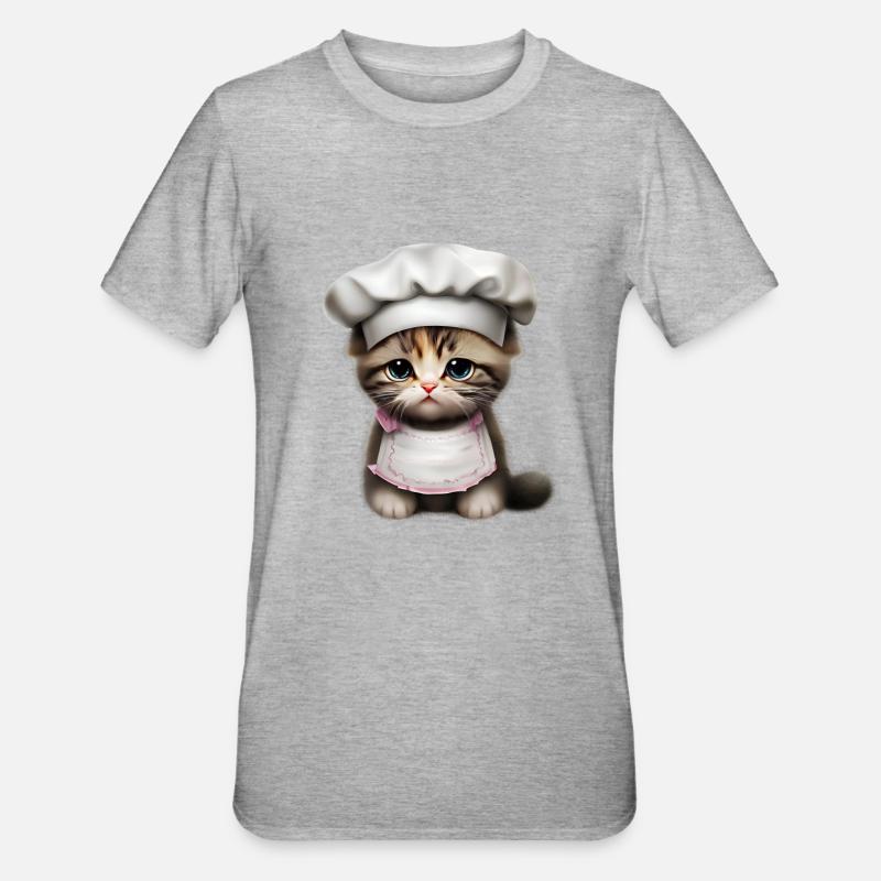 Chef Chat - T-shirt polycoton Unisexe - gris chiné