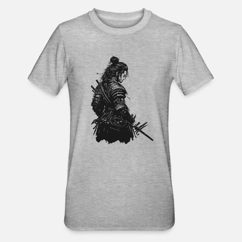 japanischer Samurai Krieger Ninja Karate - Unisex Polycotton T-Shirt - Grau meliert