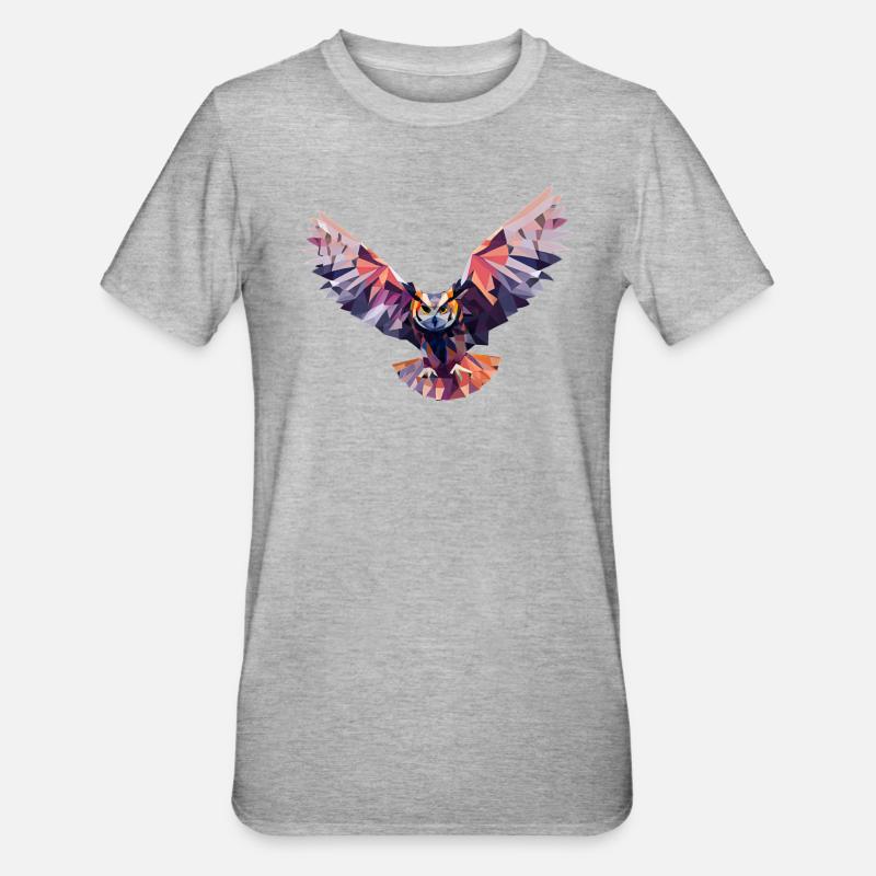 GEOMETRISCHE EULE, ABSTRAKTE EULENKUNST - Unisex Polycotton T-Shirt - Grau meliert