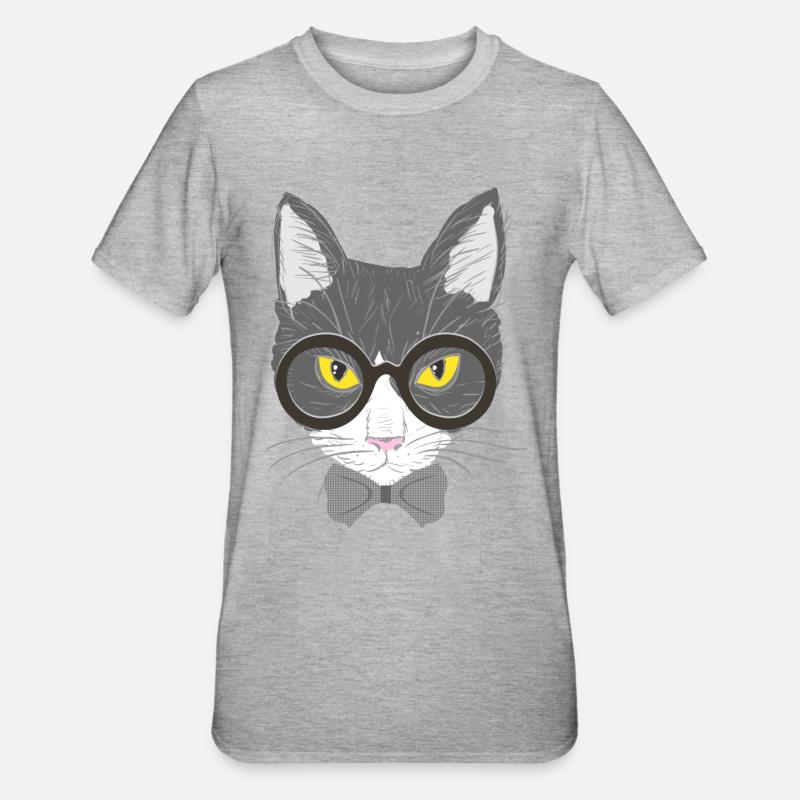 Katzengesicht - Unisex Polycotton T-Shirt - Grau meliert