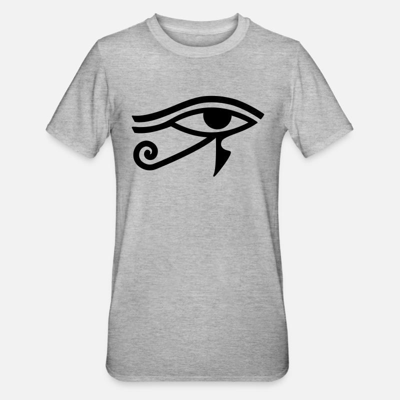 Œil de Horus Hiéroglyphe égyptien - T-shirt polycoton Unisexe - gris chiné