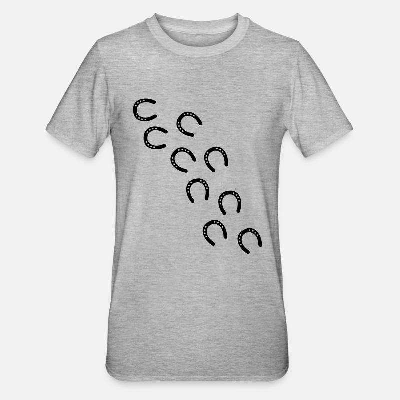Pferd hufeisen traces - Unisex Polycotton T-Shirt - Grau meliert