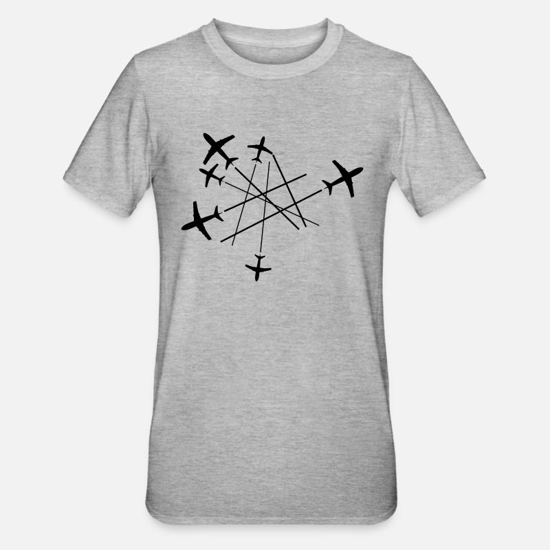 chemtrails nombreuses lignes top down avion voler - T-shirt polycoton Unisexe - gris chiné