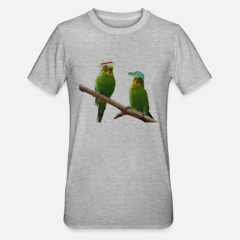 Budgerigar dot pixel - Unisex Polycotton T-Shirt - heather grey