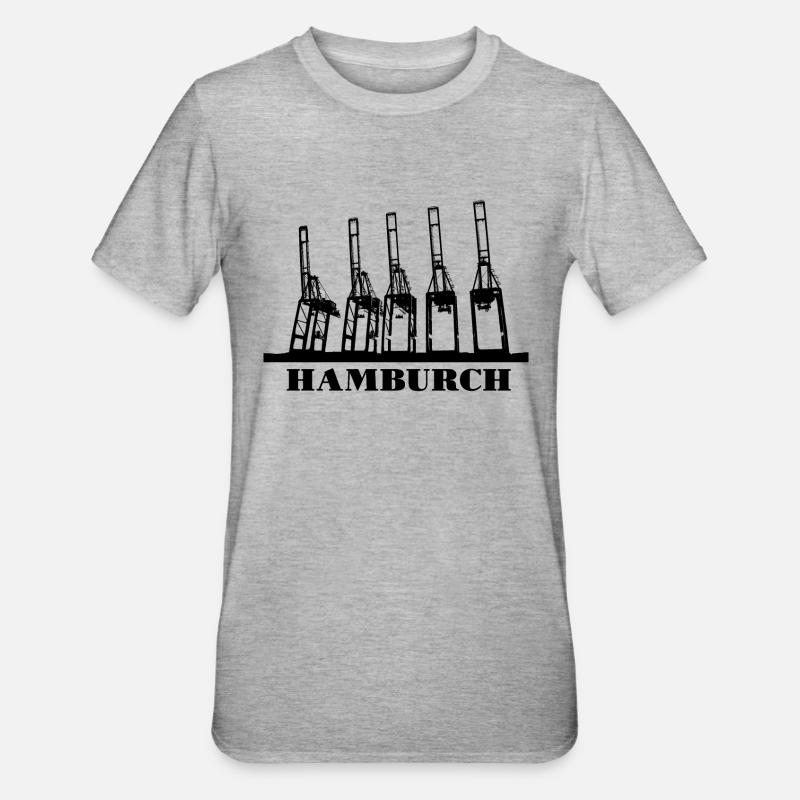 Hamburch auf Einheimisch - Unisex Polycotton T-Shirt - Grau meliert
