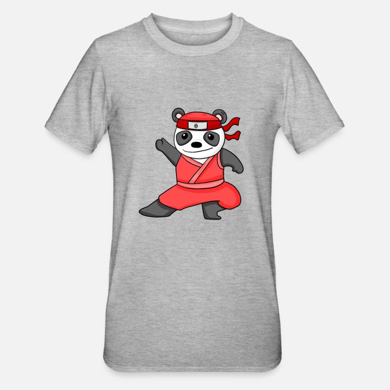 Ninja Panda - T-shirt polycoton Unisexe - gris chiné
