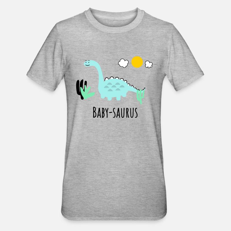 Bébé Saurus - Idée cadeau - T-shirt polycoton Unisexe - gris chiné