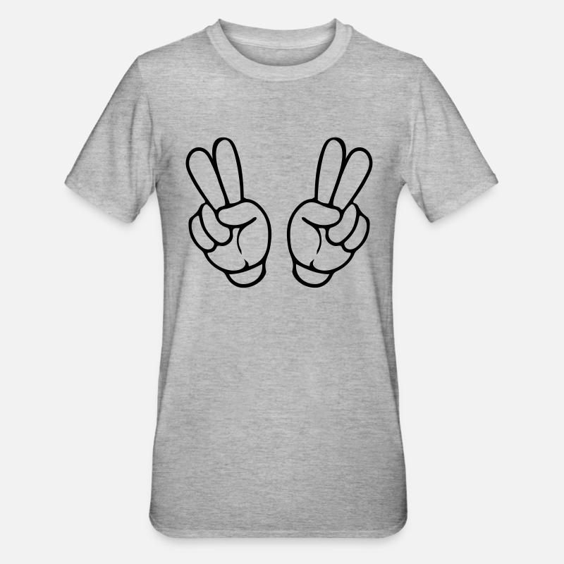hands peace comic - Unisex Polycotton T-Shirt - Grau meliert