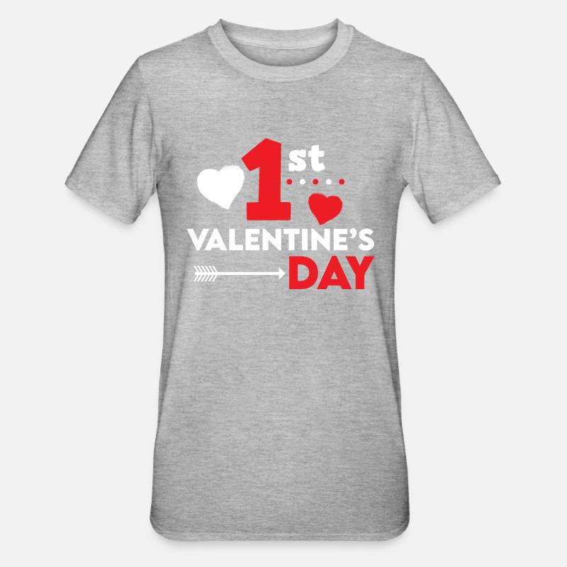 Saint Valentin 1ère Saint Valentin - T-shirt polycoton Unisexe - gris chiné