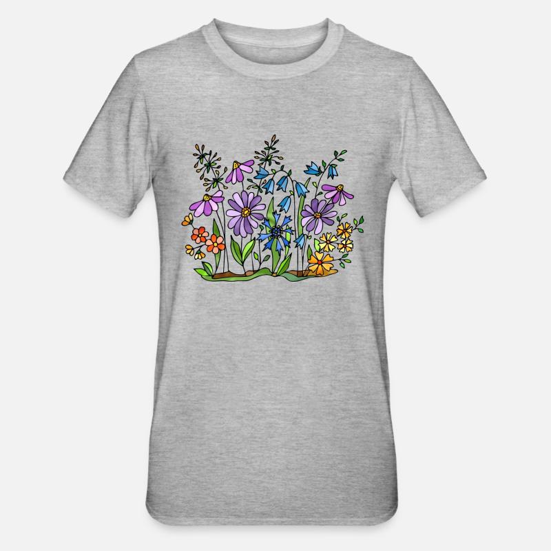 Fleur - T-shirt polycoton Unisexe - gris chiné