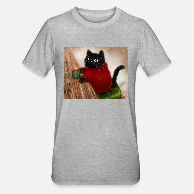 Katze im Pullover - Unisex Polycotton T-Shirt - Grau meliert