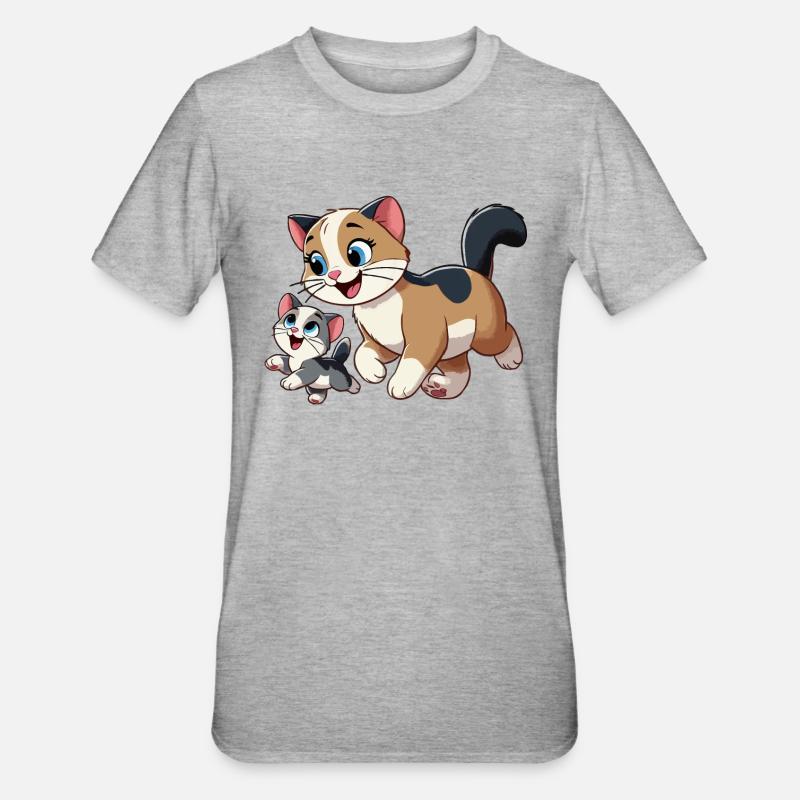 Engelsk korthår mor og barn - Unisex Polycotton T-skjorte - gråmelert