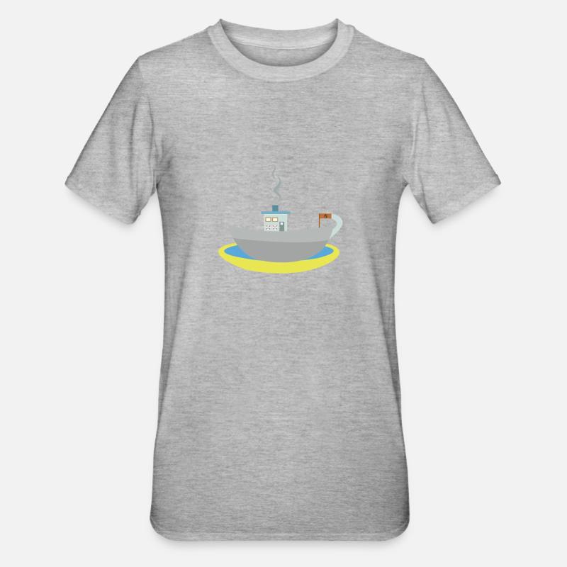 Kaffeetassenschiff - Unisex Polycotton T-Shirt - Grau meliert