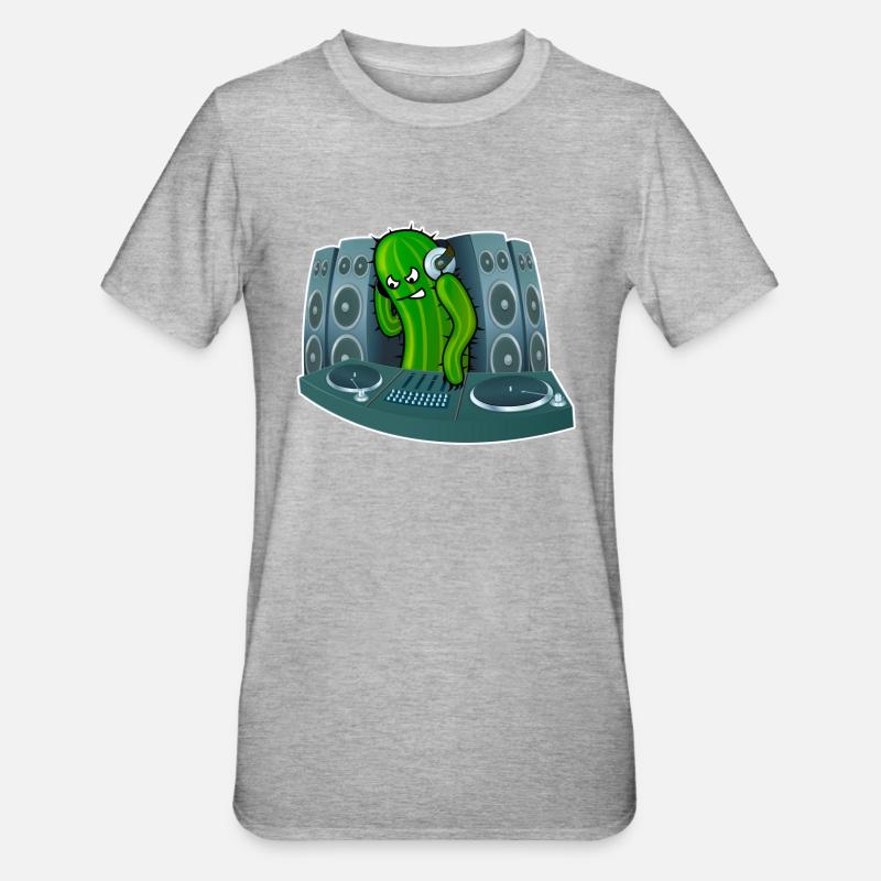 Cactus DJ - Unisex Polycotton T-Shirt - heather grey