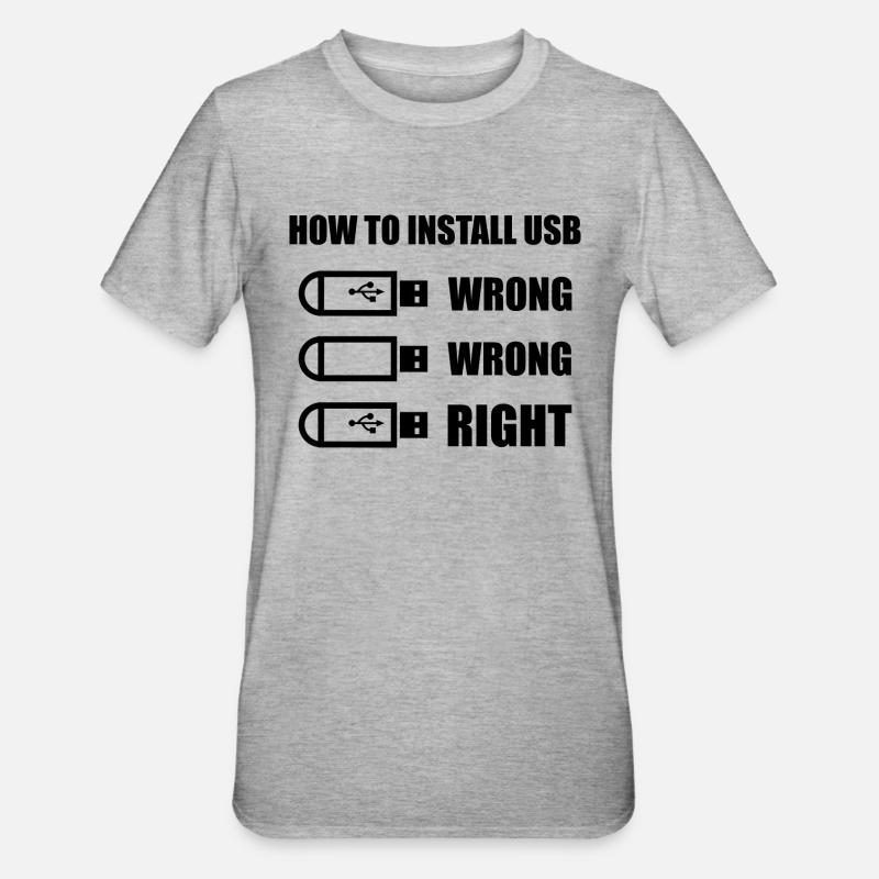 Comment installer USB - T-shirt polycoton Unisexe - gris chiné